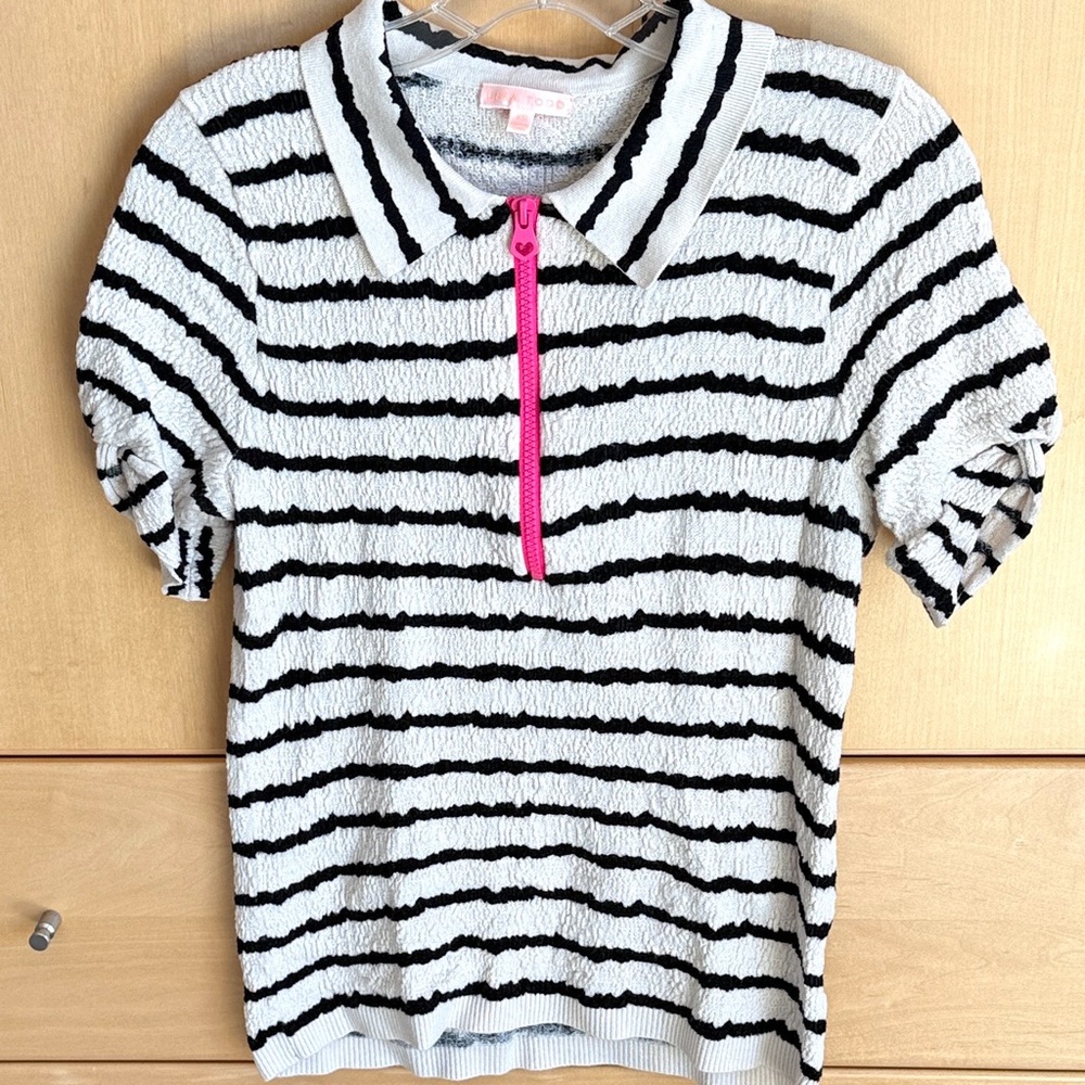 Lisa Todd Striped Zip Polo XS